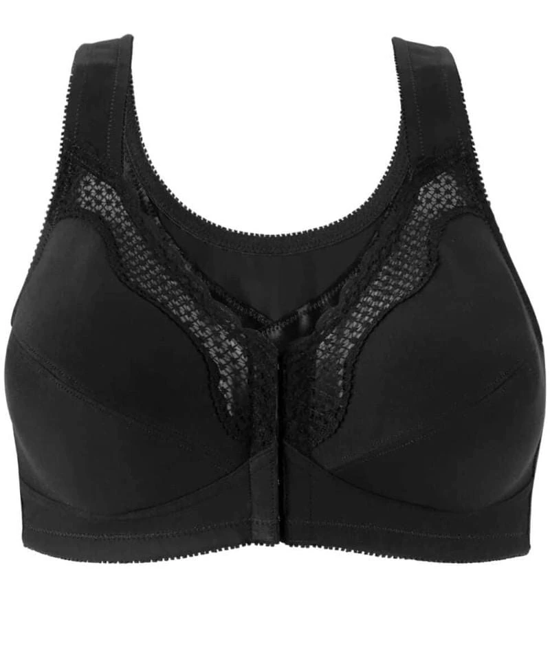 Exquisite Form Fully Front Close Wirefree Cotton Posture Bra With Lace - Black 9 Exquisite Form Fully Front Close Wirefree Cotton Posture Bra With Lace - Black - Image 7