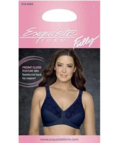 Exquisite Form Fully Front Close Wirefree Posture Bra With Lace - Navy -BRASTOGO Sales 5100565 Packaging Navy 1
