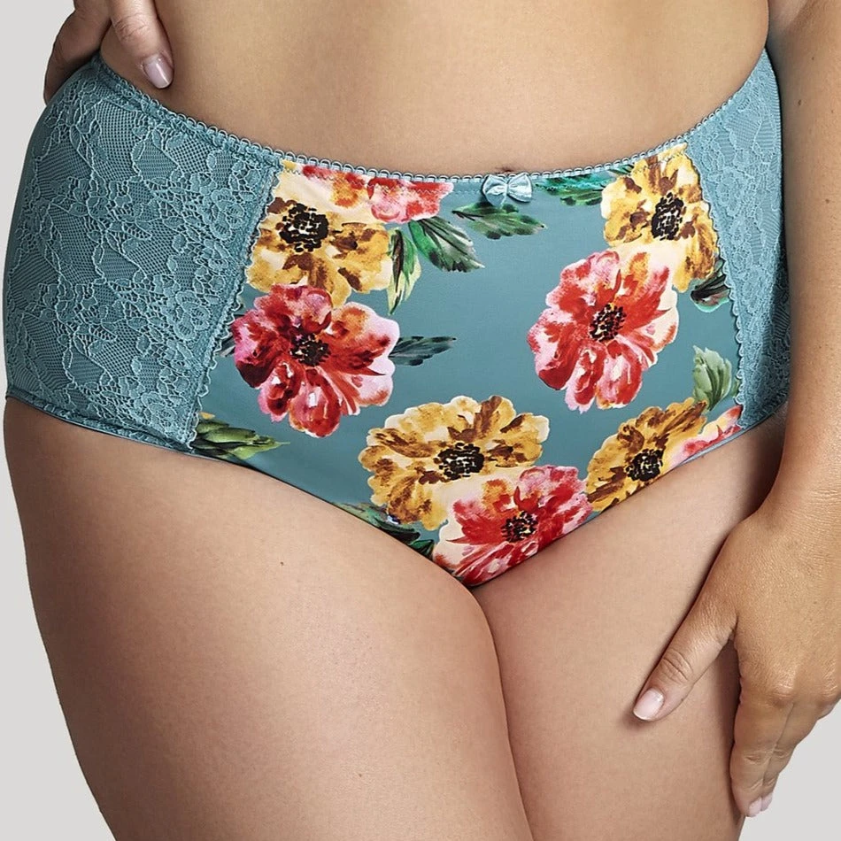 Panache Sculptresse Chi Chi High Waist Brief - Turq Floral 2 Panache Sculptresse Chi Chi High Waist Brief - Turq Floral