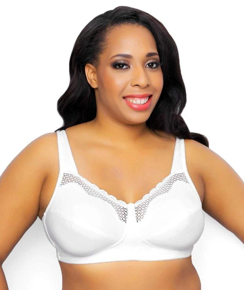 Exquisite Form Fully Cotton Soft Cup Wirefree Bra With Lace - White 10 Exquisite Form Fully Cotton Soft Cup Wirefree Bra With Lace - White - Image 8
