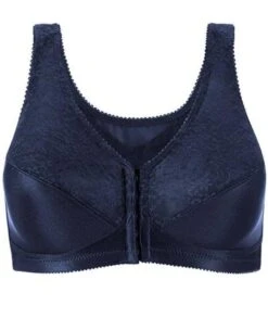 Exquisite Form Fully Front Close Wirefree Posture Bra With Lace - Navy -BRASTOGO Sales EXQUISITEFORMFULLY 5100565 FrontClosePostureBrawithLace NAVYBras 2