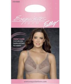Exquisite Form Fully Front Close Wirefree Posture Bra With Lace - Walnut -BRASTOGO Sales EXQUISITEFORMFULLY 5100565 FrontClosePostureBrawithLace WALNUTBras 1