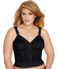 Exquisite Form Fully Front Close Longline Wirefree Posture Bra - Black