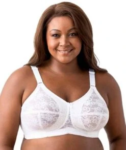 Elila Embroidered Lace Wirefree Bra - White