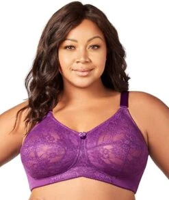 Elila Embroidered Lace Wirefree Bra - Aubergine