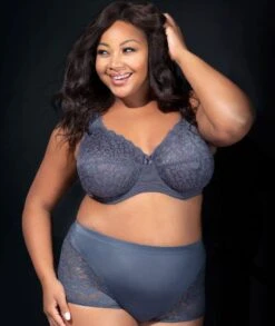 Elila Full Coverage Stretch Lace Underwired Bra - Grey -BRASTOGO Sales ElilaFullCoverageStretchLaceUnderwiredBra Grey4