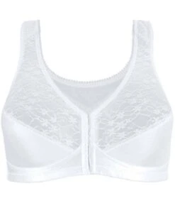 Exquisite Form Fully Front Close Wirefree Posture Bra With Lace - White -BRASTOGO Sales ExquisiteFormFullyFrontClosePostureBraWithLace White 1