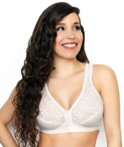 Exquisite Form Fully Front Close Wirefree Posture Bra With Lace - White -BRASTOGO Sales ExquisiteFormFullyFrontClosePostureBraWithLace White 2