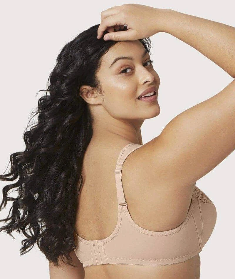 Glamorise Low Cut WonderWire Lace Bra - Cafe 7 Glamorise Low Cut WonderWire Lace Bra - Cafe - Image 5