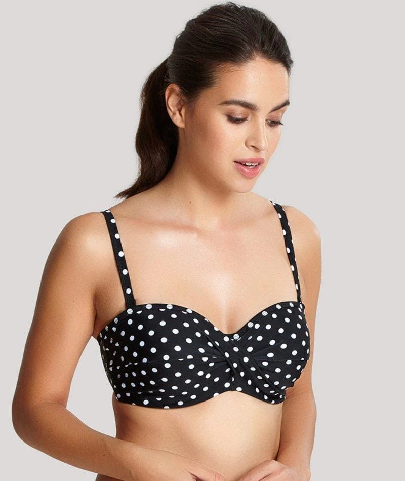 Panache Swim Anya Spot Bandeau Moulded Underwired Bikini Top - Black White 3 Panache Swim Anya Spot Bandeau Moulded Underwired Bikini Top - Black White