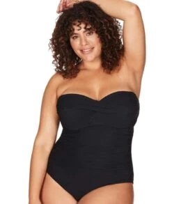 Artesands Aria Botticelli Twist Front Bandeau D-DD Cup One Piece Swimsuit - Black -BRASTOGO Sales artesands aria botticelli twist front bandeau d dd cup one piece swimsuit black 1