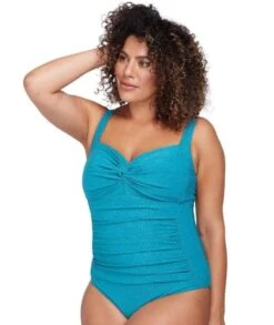 Artesands Rhapsody Botticelli Twist Front D-DD Cup One Piece Swimsuit - Teal -BRASTOGO Sales artesands rhapsody botticelli twist front d dd cup one piece swimsuit teal 3 1