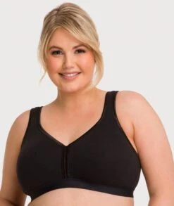Ava & Audrey Faye Cotton Wirefree Support Bra - Black