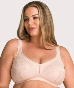 Ava & Audrey Sophia Cotton & Lace Wirefree Bra - Cappuccino