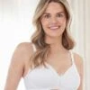 Bestform Striped Wirefree Cotton Bra With Lightly Lined Cups - White -BRASTOGO Sales bestform striped wire free cotton bra with lightly lined cups white 1