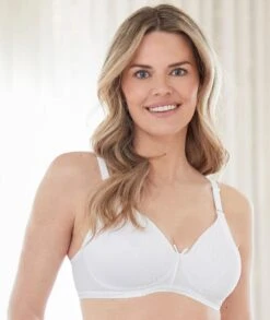 Bestform Striped Wirefree Cotton Bra With Lightly Lined Cups - White