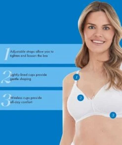 Bestform Striped Wirefree Cotton Bra With Lightly Lined Cups - White -BRASTOGO Sales bestform striped wire free cotton bra with lightly lined cups white 6