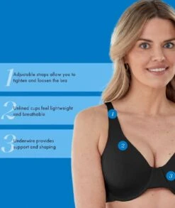 Bestform Unlined Cotton Stretch T-Shirt Bra With Underwire - Black -BRASTOGO Sales bestform unlined cotton stretch t shirt bra with underwire black 6