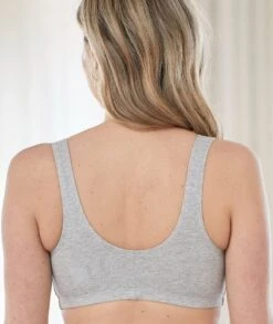 Bestform Unlined Wirefree Cotton Stretch Sports Bra With Front Closure - Heather Grey -BRASTOGO Sales bestform unlined wire free cotton stretch sports bra with front closure heather grey 3