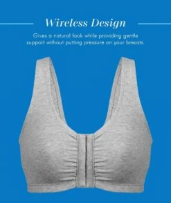 Bestform Unlined Wirefree Cotton Stretch Sports Bra With Front Closure - Heather Grey -BRASTOGO Sales bestform unlined wire free cotton stretch sports bra with front closure heather grey 4
