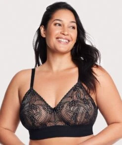 Glamorise Bramour Gramercy Luxe Lace Wirefree Bralette - Black