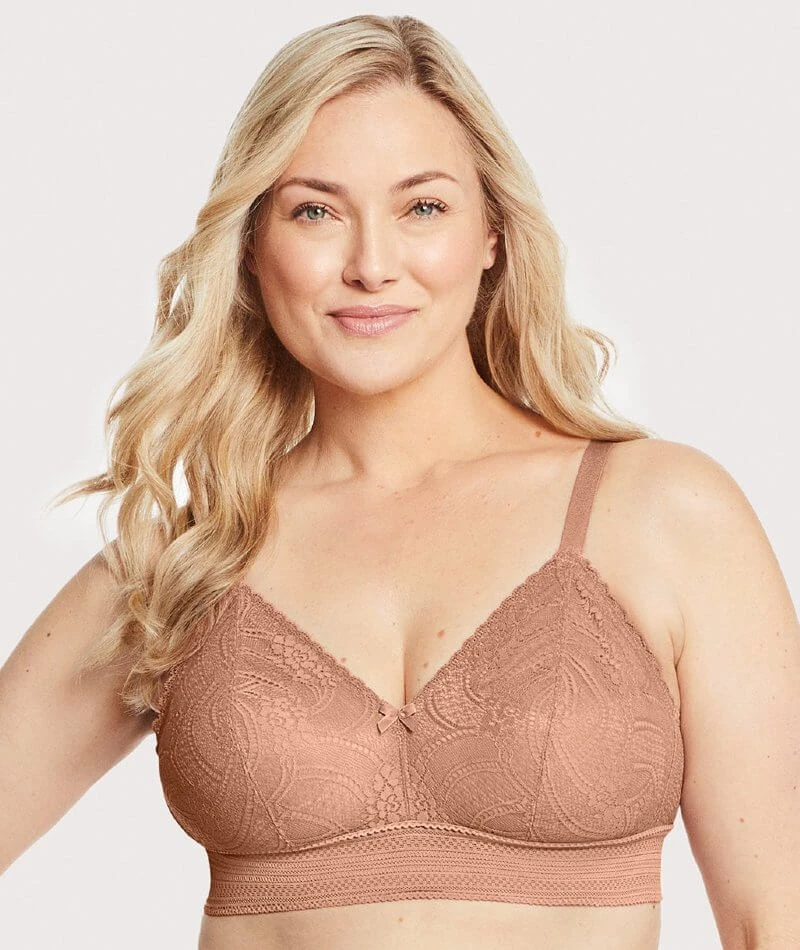 Glamorise Bramour Gramercy Luxe Lace Wirefree Bralette - Cappuccino 3 Glamorise Bramour Gramercy Luxe Lace Wirefree Bralette - Cappuccino