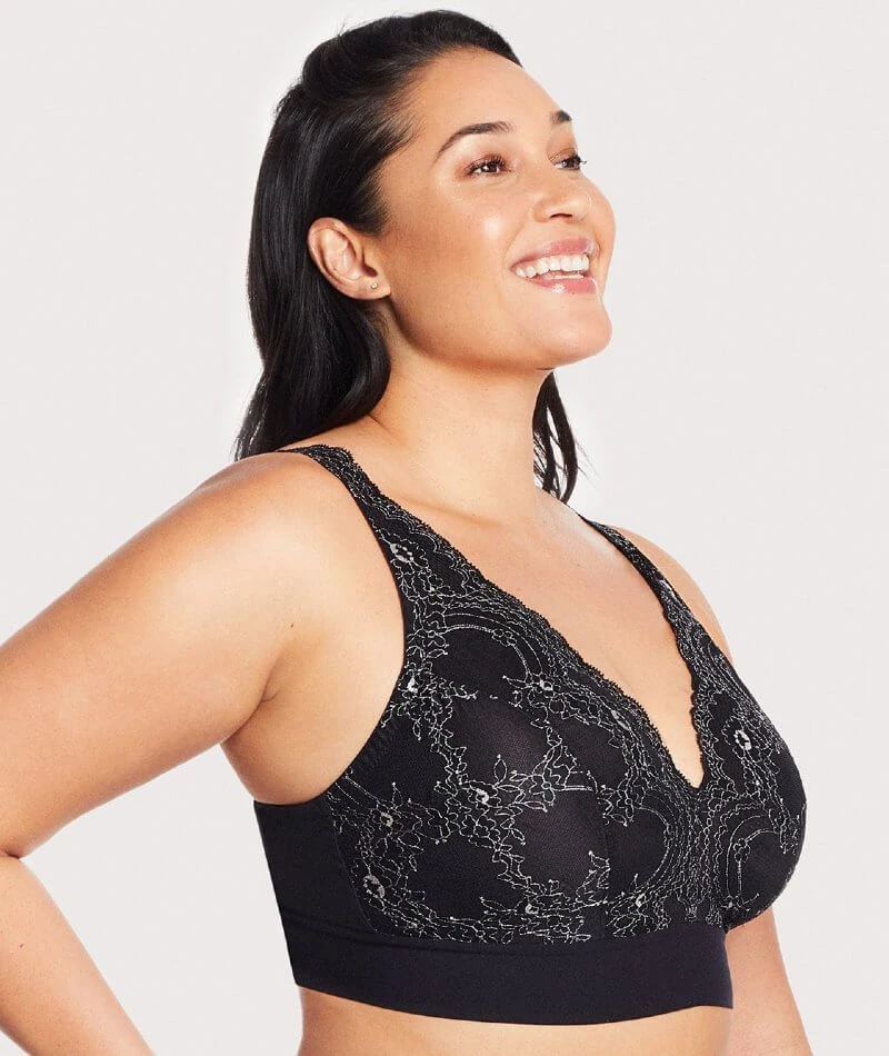 Glamorise Bramour Lexington Lace Plunge Wirefree Bralette - Black 5 Glamorise Bramour Lexington Lace Plunge Wirefree Bralette - Black - Image 3