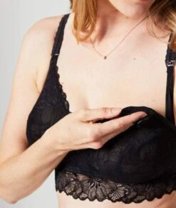 Cake Maternity Chantilly Nursing B-D Cup Wirefree Bralette - Black -BRASTOGO Sales cake maternity chantilly nursing b d cup bralette black 4