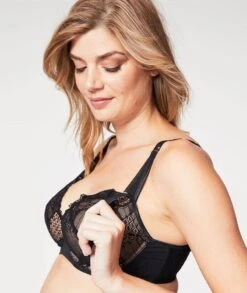 Cake Maternity Truffles Moulded Lace Cup Plunge Nursing Bra - Black -BRASTOGO Sales cake maternity truffles moulded lace cup plunge nursing bra black1