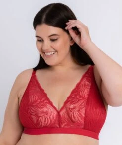 Curvy Kate Lace Daze Wirefree Bralette - Lipstick Red -BRASTOGO Sales curvy kate lace daze bralette lipstick red 7