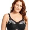 Elila Embroidered Wirefree Bra - Black Silver -BRASTOGO Sales elila 1301 embroidered non underwired bra black silver