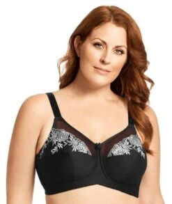 Elila Embroidered Wirefree Bra - Black Silver