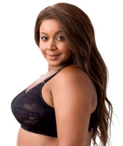 Elila Embroidered Lace Wirefree Bra - Black -BRASTOGO Sales elila 1303 embroidered lace non underwired bra black1