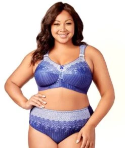 Elila Printed Full Coverage Non-Underwired Bra - Blue White -BRASTOGO Sales elila 1505bw printed full coverage non underwired bra2