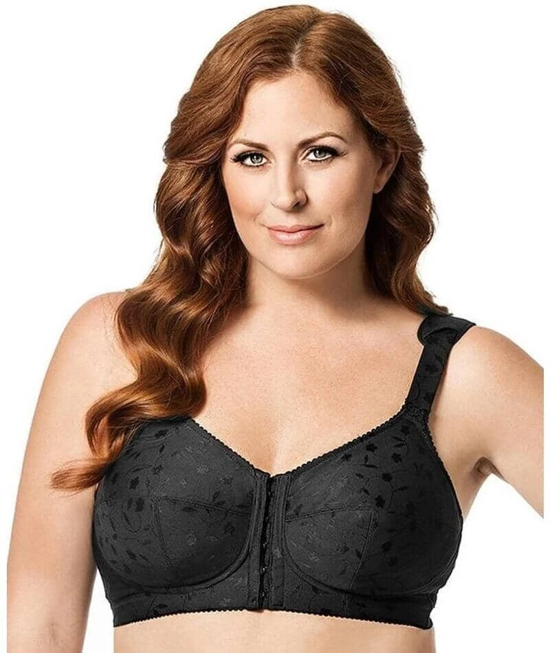 Elila Front Opening Wirefree Posture Bra - Black 3 Elila Front Opening Wirefree Posture Bra - Black