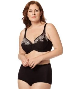 Elila Embroidered Microfiber Underwired Bra - Black Silver -BRASTOGO Sales elila 2401 embroidered microfiber underwired bra black silver 2