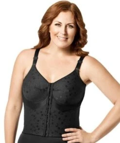 Elila Wirefree Front Opening Longline Wirefree Bra - Black