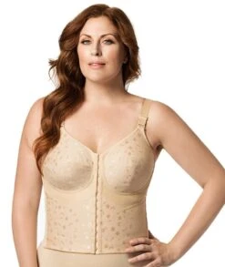 Elila Wirefree Front Opening Longline Wirefree Bra - Nude