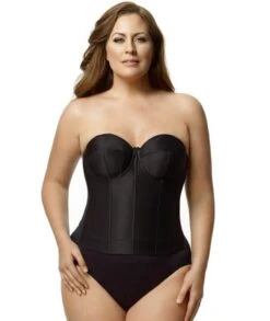 Elila Underwired Satin Strapless Longline - Black -BRASTOGO Sales elila 6421 underwired satin strapless longline black3