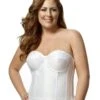 Elila Underwired Satin Strapless Longline - White -BRASTOGO Sales elila 6421 underwired satin strapless longline white1