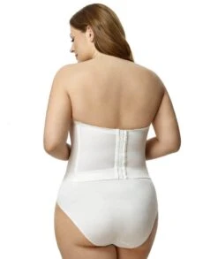 Elila Underwired Satin Strapless Longline - White -BRASTOGO Sales elila 6421 underwired satin strapless longline white2