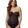 Elila Underwired Lace Strapless Longline Bra - Black -BRASTOGO Sales elila 6621 underwired lace strapless longline bra black