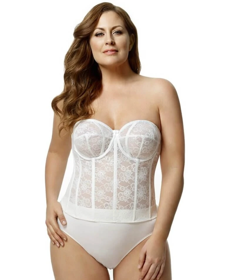 Elila Underwired Lace Strapless Longline Bra - White 5 Elila Underwired Lace Strapless Longline Bra - White - Image 3