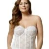 Elila Underwired Lace Strapless Longline Bra - White -BRASTOGO Sales elila 6621 underwired lace strapless longline bra white2