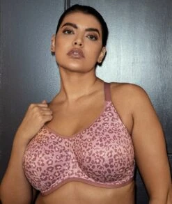 Wacoal Elomi Energise Underwired Sports Bra - Dusky Leopard -BRASTOGO Sales elomi energise underwired sports bra dusky leopard 4