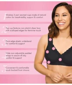 Exquisite Form Fully Front Close Wirefree Cotton Posture Bra With Lace - Black 16 Exquisite Form Fully Front Close Wirefree Cotton Posture Bra With Lace - Black -BRASTOGO Sales exquisite 5100531 front opening non underwired cotton posture bra 3