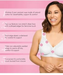 Exquisite Form Fully Front Close Wirefree Cotton Posture Bra With Lace - White -BRASTOGO Sales exquisite 5100531 front opening non underwired cotton posture bra 9 cd58819f 539a 42e1 bdef 6885515cf960