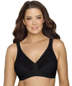 Exquisite Form Fully Front Close Wirefree Posture Bra With Lace - Black
