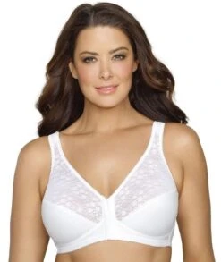 Exquisite Form Fully Front Close Wirefree Posture Bra With Lace - White