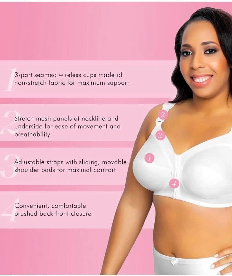 Exquisite Form Fully Front Close Wirefree Classic Support Bra- White 8 Exquisite Form Fully Front Close Wirefree Classic Support Bra- White - Image 6